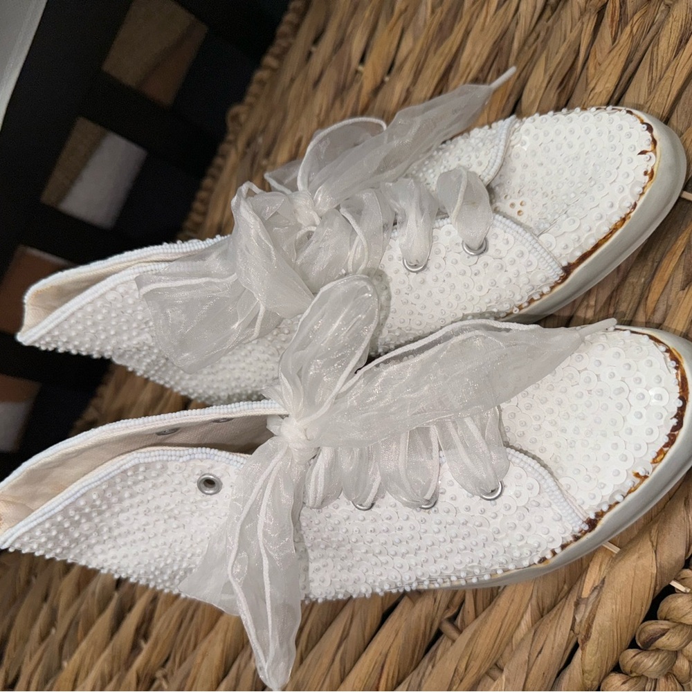 Chinese laundry white studded bridal sneakers